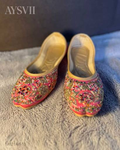 Image of Handmade Pink Juttis For Ladies, Cushion Comfort Jutti For Women