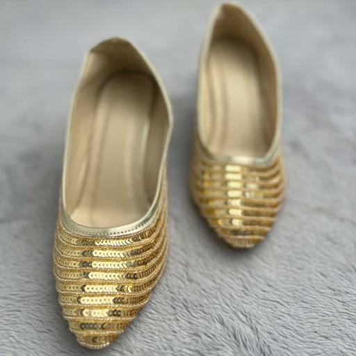 Image of Golden Designer Embroidered Pencil High Heel Mules for Women – Handmade & Stylish